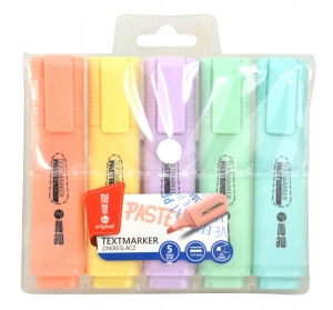 ZAKREŚLACZ MEMOBE, 5 sztuk, pastelowe kolory 